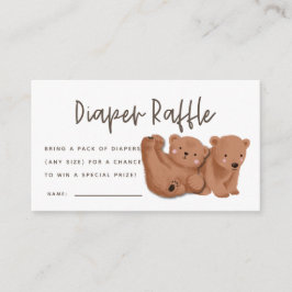 Niedliche Zwillinge Bear Baby Dusche Windeln Raffe Begleitkarte