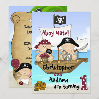 Niedliche Zwillinge Kleiner Bukcaneer ~ Pirate 1.  Einladung