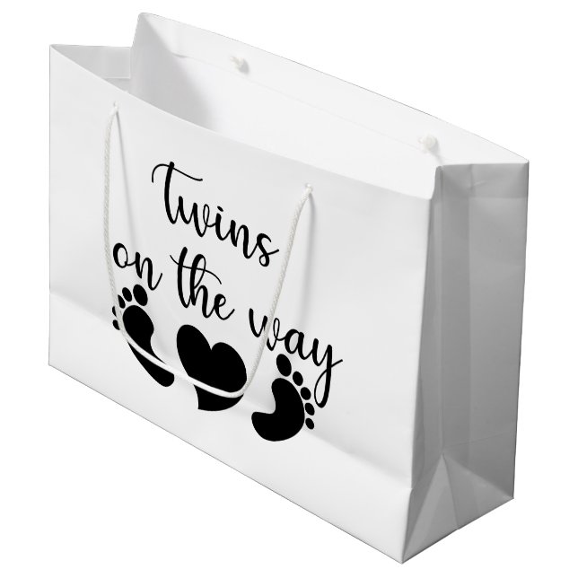 Niedliche Zwillinge Wortart unisex Große Geschenktüte (Vorderseite Schrägansicht)