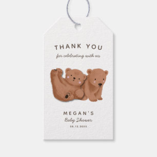Niedliche Zwillingsbären Theme Babydusche Danke Geschenkanhänger