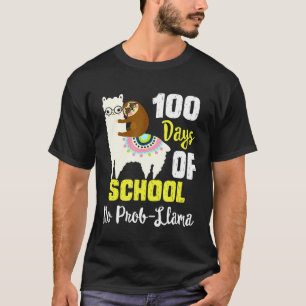 Niedlichen 100 Schultage No Prob Llama Sloth Lama T-Shirt
