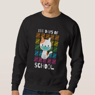 Niedlichen 100 Tage Schulkatzengesicht - Maske vir Sweatshirt
