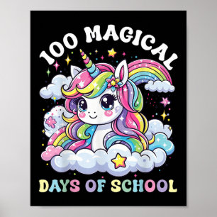 Niedlichen 100 Tage Schulmädchen Einhorn 100. Poster