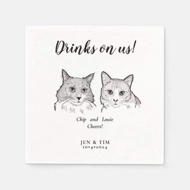 Niedlichen 2 Katzen fühlen sich wie ein Pet Cheers Serviette (Vorderseite)