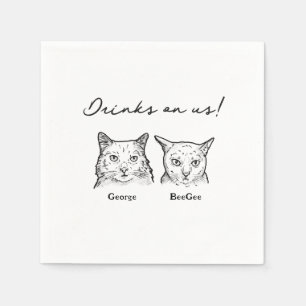 Niedlichen 2 Katzen Getränke auf unserer Hochzeit Serviette