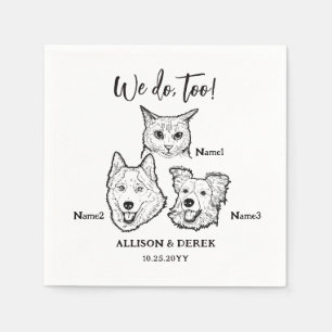 Niedlichen 3 Hunde Katze Faces Sketch machen wir z Serviette