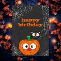 Niedlichen an Spooky Cat und Pumpkin Halloween Geb