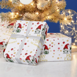 Niedlichen drei Gnomes Frohe Weihnachtsfamilie Geschenkpapier