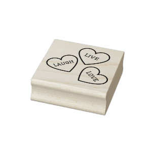 Niedlichen Drei Herzen Live-Lagh Liebe Holzkunst B Gummistempel