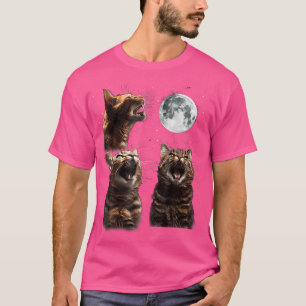 Niedlichen drei Katzen 3 Kat Moon Howling 3 Wolfs  T-Shirt