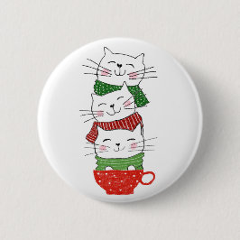 Niedlichen Drei Katzen Gestapelt Cup Holiday Scarv Button