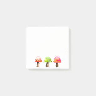Niedlichen farbige Pilze nach dem Auftauchen Post-it Klebezettel