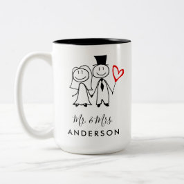 Niedlichen Herrn und Frau Verheiratet Couple Zweifarbige Tasse