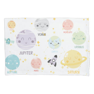Niedlichen Kawaii Planeten-Solarsystems-Kindes Kissenbezug