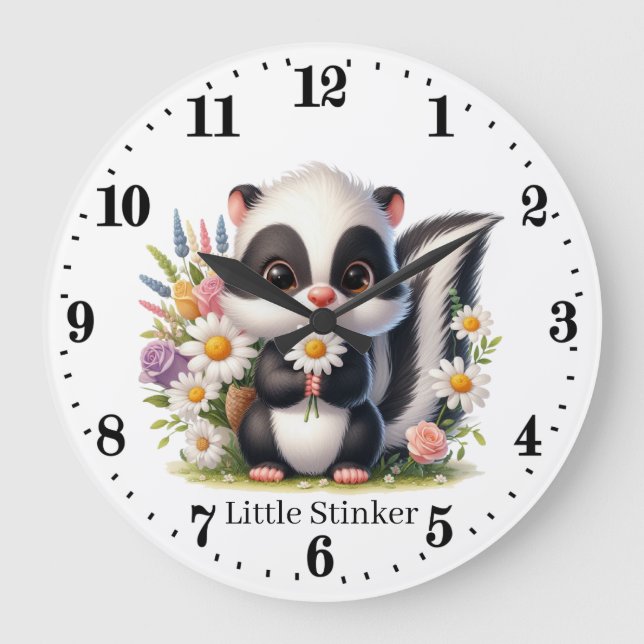 Niedlichen kleine Stinkmädchen geben Namen Große Wanduhr (Vorderseite)