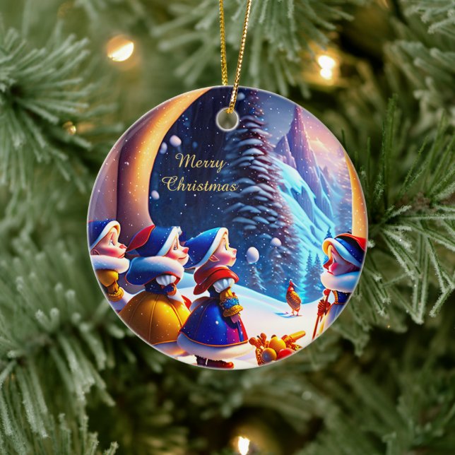 Niedlichen kleine Zwerge erwarten Heiligabend Keramik Ornament (Baum)