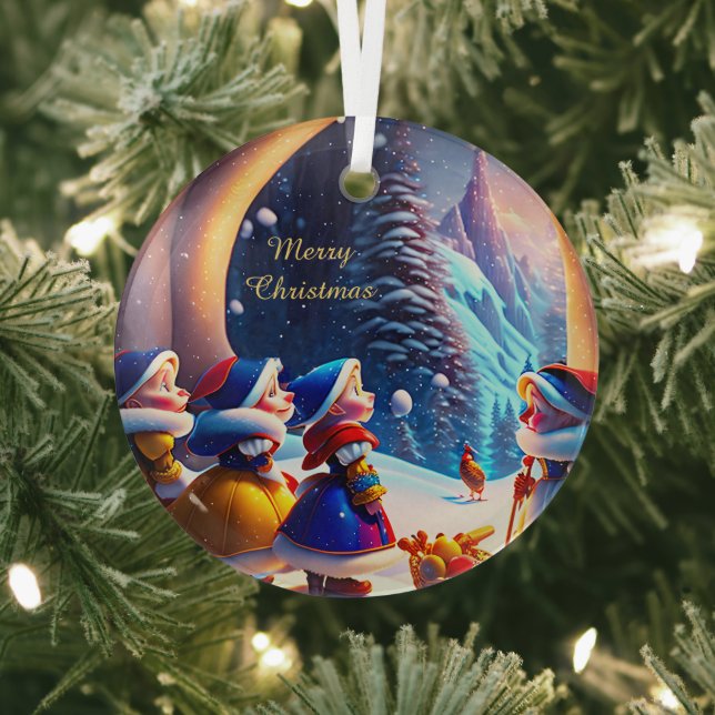 Niedlichen kleine Zwerge erwarten Heiligabend Ornament Aus Glas (InSitu)