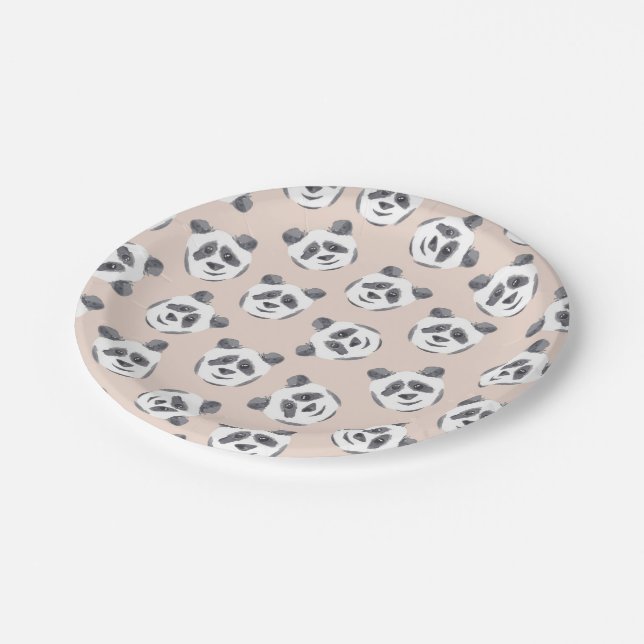 Niedlichen Künstlerischen Schwarz-weißen Blush Pan Pappteller (Schrägansicht)