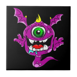 Niedlichen Lila Menschen essen Monster Fliese