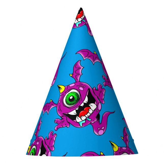 Niedlichen Lila Menschen essen Monster Partyhütchen (Vorderseite)