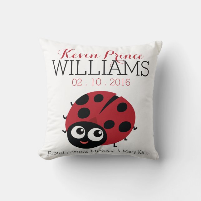 Niedlichen Little RED LADYBUG Baby Birth Keepake Kissen (Vorderseite)