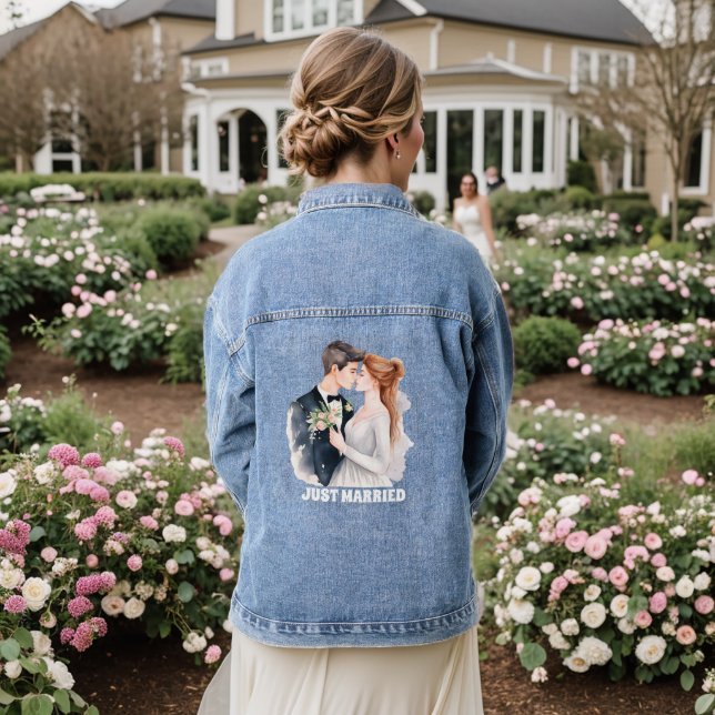Niedlichen nur Ehepaare fügen Text Denim Jacket Jeansjacke (Hochzeit Rückseite)