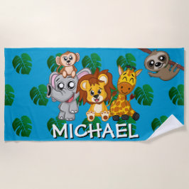 Niedlichen Tiere Safari Cartoon Jungle Strandtuch