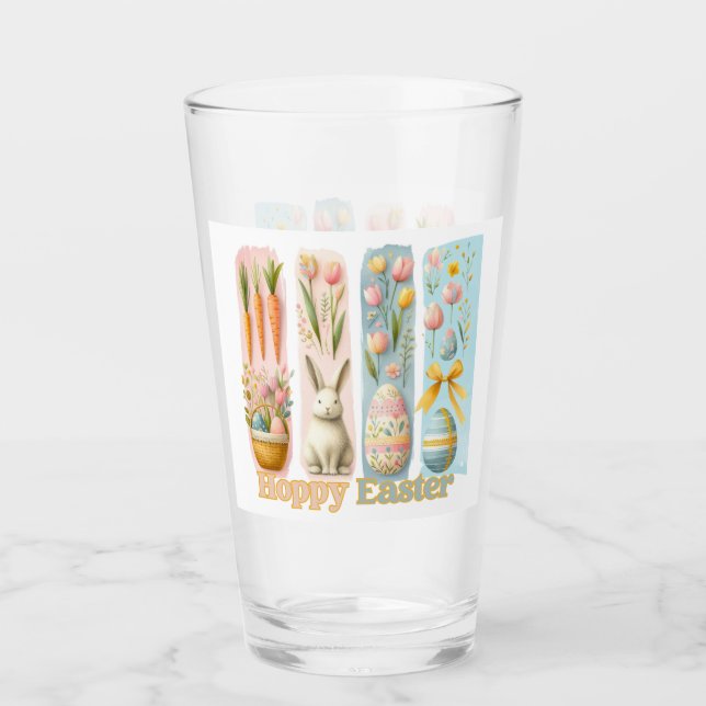 Niedlichen Vier vertikale Wasserfarbe Osterfeier Glas (Vorderseite)
