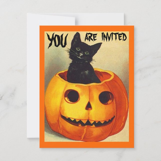 Niedlichen Vintage Halloween-Party Einladungen (Vorderseite)