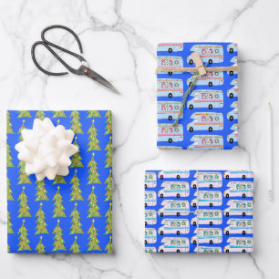 Niedlichen Xmas RV Camper Treppen Motorhome Holida Geschenkpapier Set