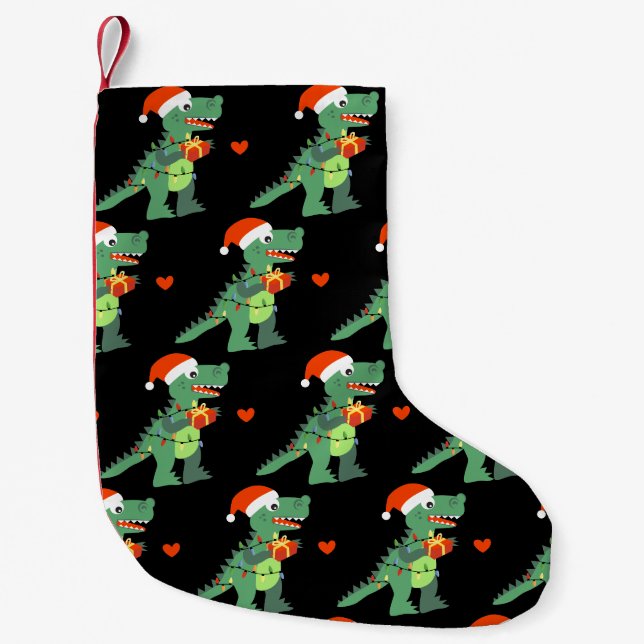 Niedlichen Xmas T-Rex Dino Weihnachten Strumpf Kleiner Weihnachtsstrumpf (Vorderseite)