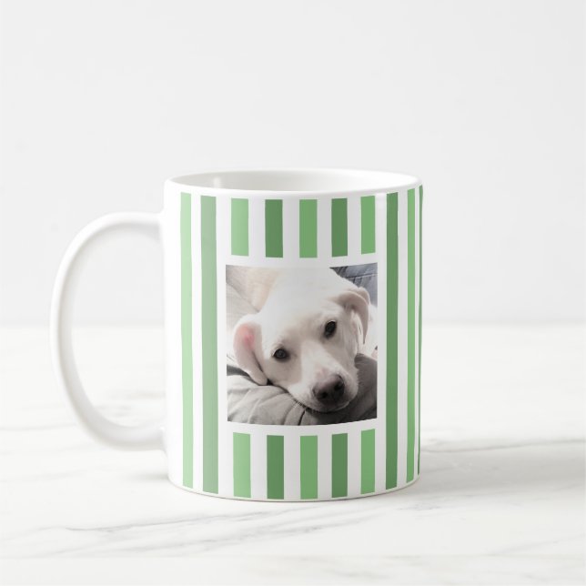 Niedlichen zwei Fotos gestrichen Weiß und Grün Kaffeetasse (Links)
