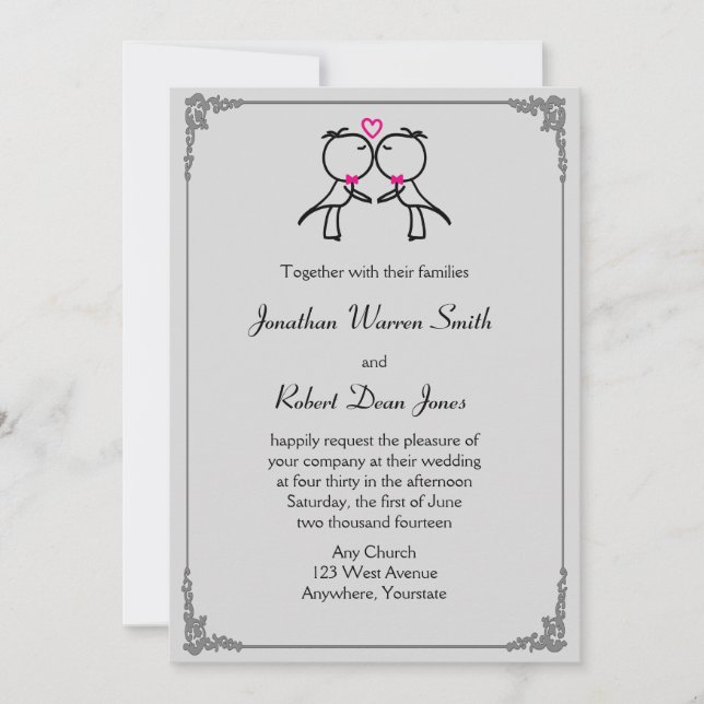 Niedlichen zwei Gärten, die Gay Wedding Einladung  (Vorderseite)