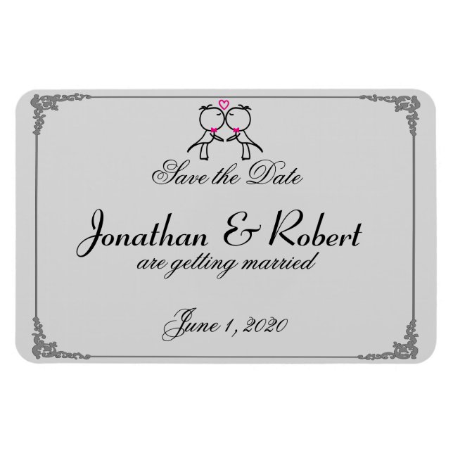 Niedlichen zwei Gärten, die Gay Wedding küssen, re Magnet (Horizontal)