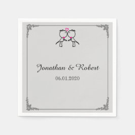Niedlichen zwei Grooms küssen Gay Wedding Napkin Serviette