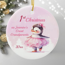 Niedlicher 1. Weihnachtspenguin Große Großeltern R Keramik Ornament