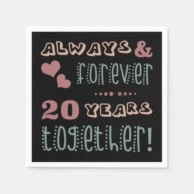 Niedlicher 20. Hochzeitstag Serviette (Vorderseite)