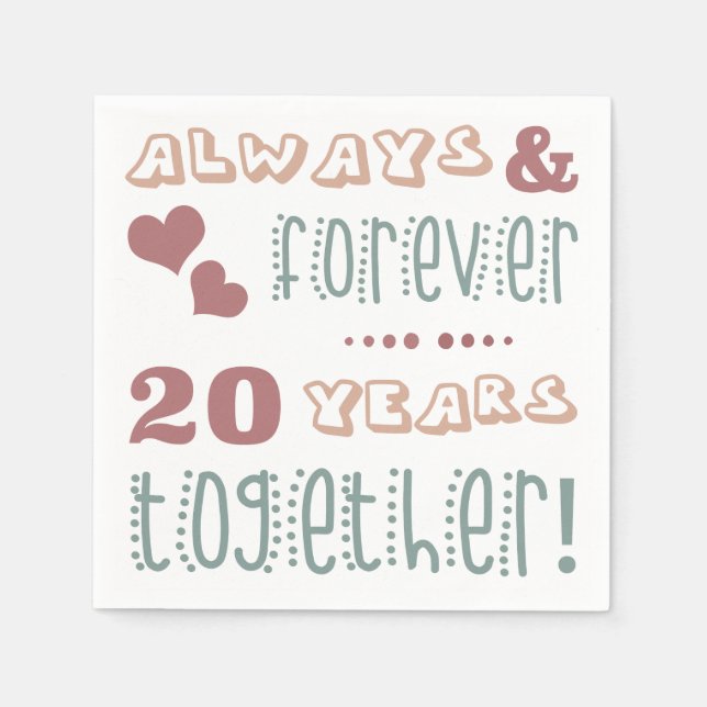 Niedlicher 20. Hochzeitstag Serviette (Vorderseite)