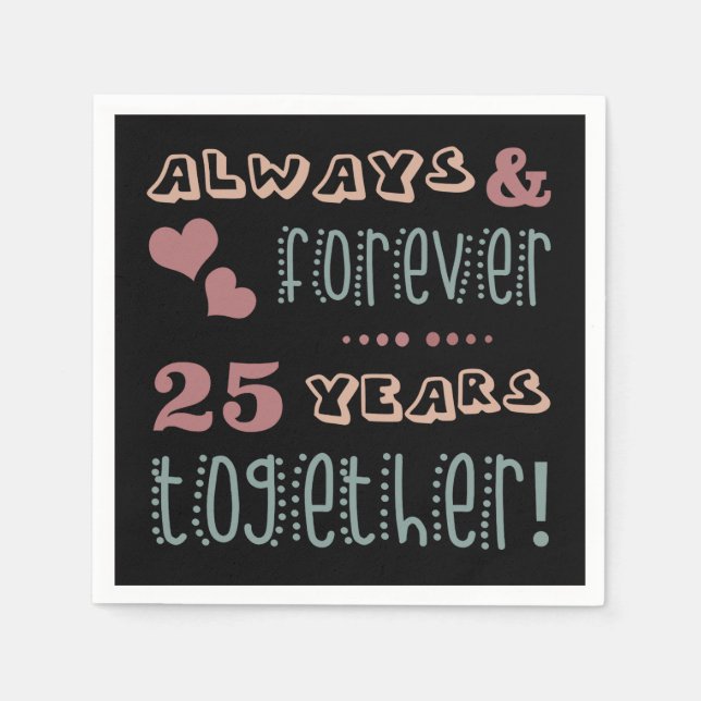 Niedlicher 25. Hochzeitstag Serviette (Vorderseite)