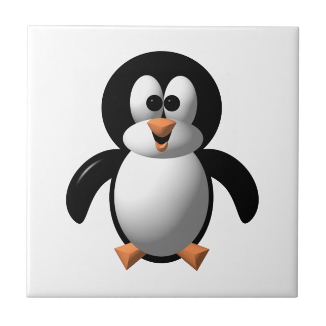 Niedlicher 3-D-Look Perky Pinguin Fliese (Vorderseite)
