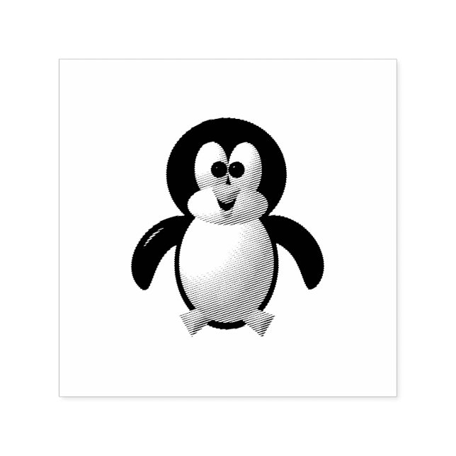 Niedlicher 3-D-Look Perky Pinguin Permastempel (Design)