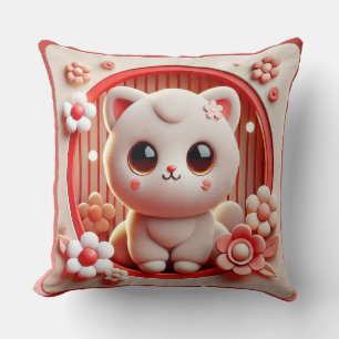 Niedlicher 3D-Cartoon Kitten Kissen