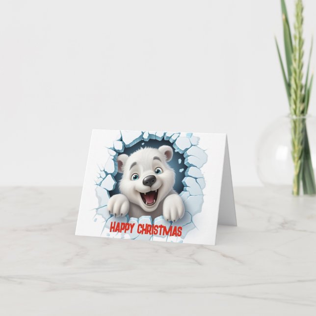 Niedlicher 3D-Polar-Bär Frohe Weihnachten (Vorderseite)