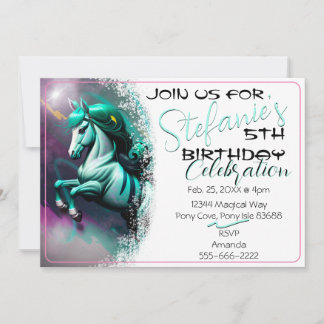 Niedlicher 3D-Spirit Pony 24 Geburtstagseinladung Einladung