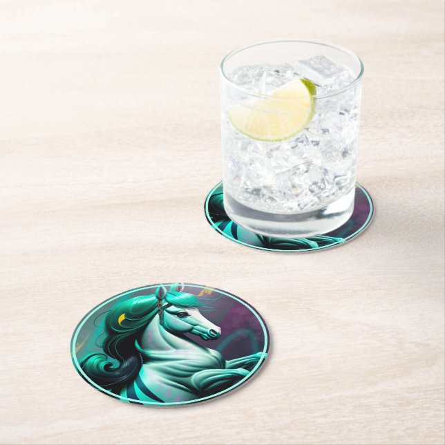 Niedlicher 3D-Spirit-Pony 24 Runder Pappuntersetzer (Vor Ort)
