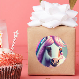 Niedlicher 3D-Spirit-Pony 2 Runder Aufkleber