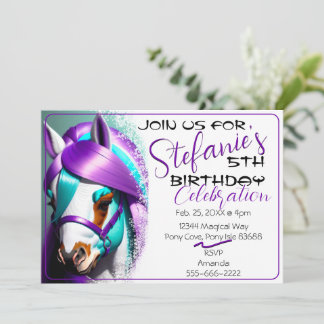 Niedlicher 3D-Spirit Pony 9 Geburtstag Einladung