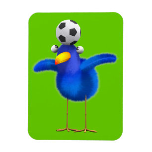 Niedlicher 3d-Vogel spielt Fußball (editierbar) Magnet