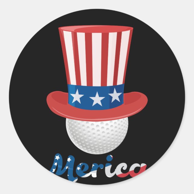 Niedlicher 4. Juli Golf Ball Lover Onkel Hat Runder Aufkleber (Vorderseite)