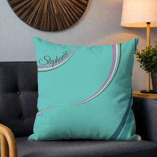 Niedlicher 70er Retro Chic Streifen Personalisiert Kissen